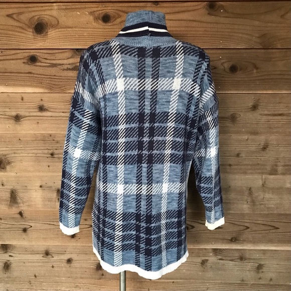 Delia McKain Blue Vintage Plaid Turtleneck Size Large - Picture 6 of 14